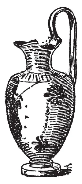 Oinoche Şarap Kulplu Testi Bir Yunan Vazolar Vintage Çizgi Çizme — Stok Vektör