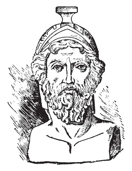 Miltiades 550 489 Était Homme État Athénien Dessin Trait Vintage — Image vectorielle