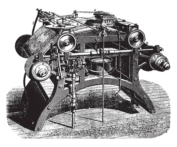 ダドリー氏のダイナモ ヴィンテージには 図が刻まれています 産業百科事典 1875 — ストックベクタ