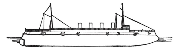 Columbia Είναι Μας Ναυτικό Ταχύπλοο Σκάφος Vintage Γραμμικό Σχέδιο Απεικόνιση — Διανυσματικό Αρχείο