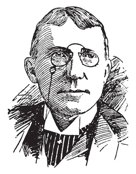 Whitcomb Riley 1849 1916 Écrivain Poète Auteur Américain Dessin Trait — Image vectorielle
