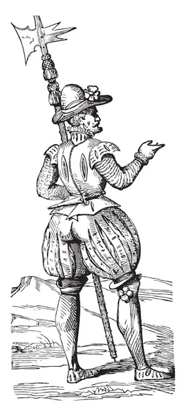 Beefeater 1563年 复古雕刻插图 工业百科全书 1875 — 图库矢量图片