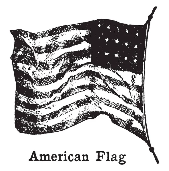 Imagem Antiga Bandeira Americana Pólo Bandeira Esta Bandeira Tem Listras —  Vetores de Stock