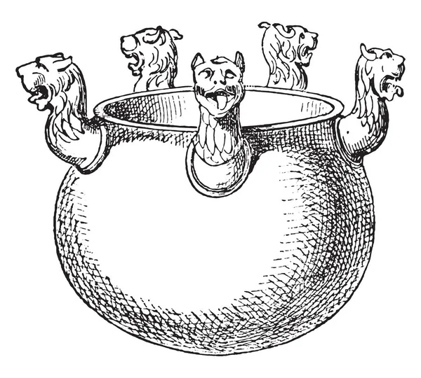 Vases Étrusques Bronze Illustration Gravée Vintage — Image vectorielle