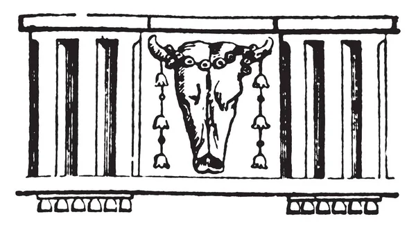 Triglifo Ornamento Fregio Dorico Costituito Tre Proiezioni Quadrate Tacche Parallele — Vettoriale Stock