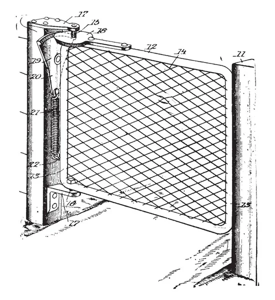 Fäktning Gate Metall Mesh Rostfritt Stål Ståltrådsnät Galvaniserad Vintage Linje — Stock vektor