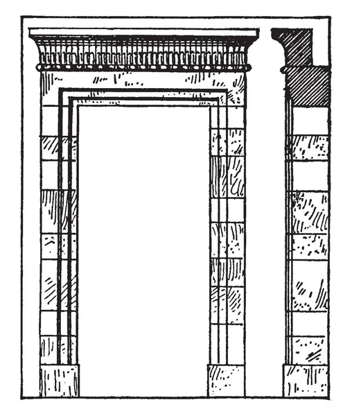 Arquitectura Persa Son Puerta Persépolis Dibujo Línea Vintage Ilustración Grabado — Vector de stock