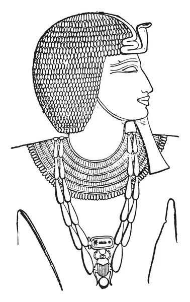 Kołnierz Szyi Faraona Vintage Grawerowane Ilustracja Prywatne Życie Starożytnych Antique — Wektor stockowy