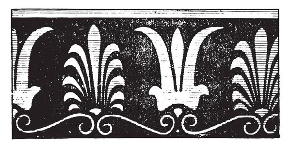 Yunan Palmet Vintage Illüstrasyon Kazınmış — Stok Vektör