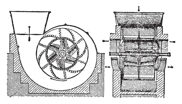 Illustration Represents Capell Ventilation Fan Mining Fan Removes Hazardous Air — Stock Vector