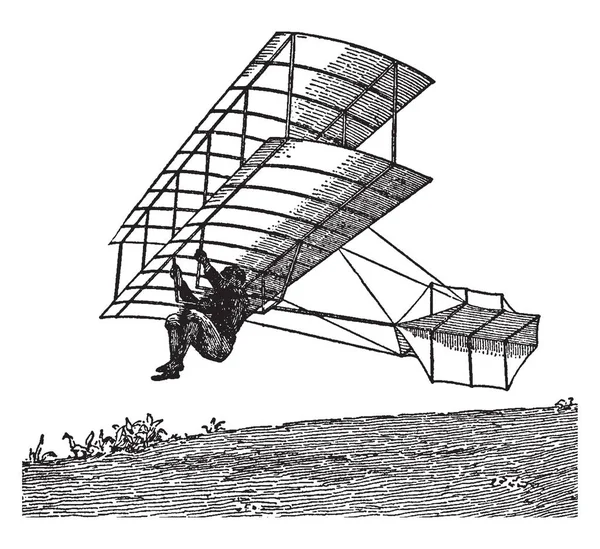 Biplane Gliding Machine Tel Que Développé Par Chanute Été Grande — Image vectorielle