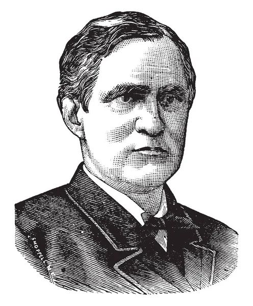 托马斯 贝亚德 1828 1898 他是一名美国律师 政治家和外交官担任美国参议员从特拉华州 复古线条画或雕刻插图 — 图库矢量图片