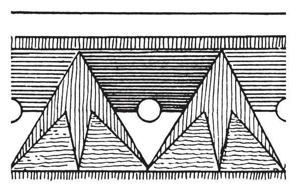 Lotus Band Ont Motif Triangle Dessin Ligne Vintage Illustration Gravure — Image vectorielle