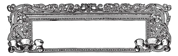 Украшенный Баннер Имеет Гроздья Винограда Этом Дизайне Рисунок Винтажной Линии — стоковый вектор