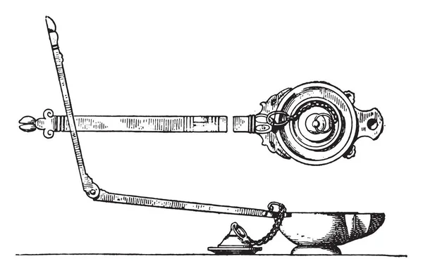Lâmpada Alça Dobrável Ilustração Gravada Vintage Vida Privada Antiga Antiga — Vetor de Stock