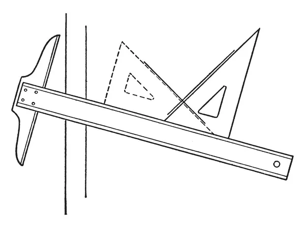 Dibujo Líneas Perpendiculares Usando Cuadrado Triángulo Hipoténusa Perpendicular Línea Borde — Vector de stock