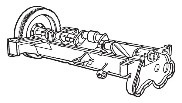 Construirea Unui Automobile Step Este Crank Shaft Fly Wheel Capăt — Vector de stoc