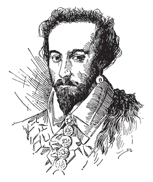Sir Walter Raleigh Était Gentleman Anglais Débarqué Était Cousin Sir — Image vectorielle