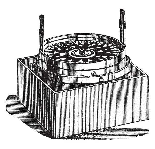 Azimutálního Kompasu Námořní Přístroj Používaný Měření Magnetické Azimutu Vintage Kreslení — Stockový vektor