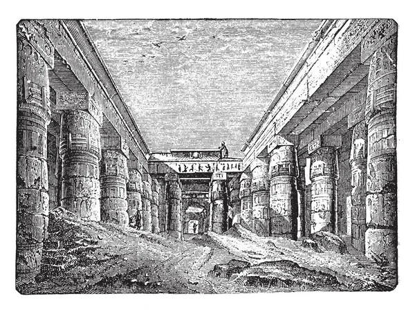 Templo Chesnu Karnak Antiguo Chesnu Columnas Egipto Egipcio Ramsés Dibujo — Vector de stock