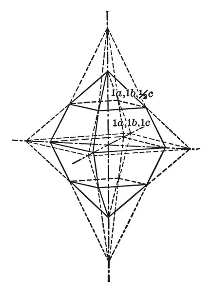 この図は表す硫黄結晶 ビンテージの線描画や彫刻イラスト — ストックベクタ