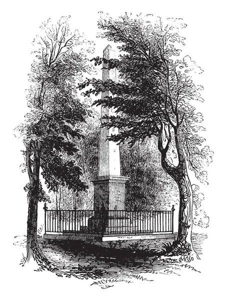卡西米尔 普拉斯基和格雷厄姆 格林纪念碑 复古线条绘制或雕刻插图 — 图库矢量图片