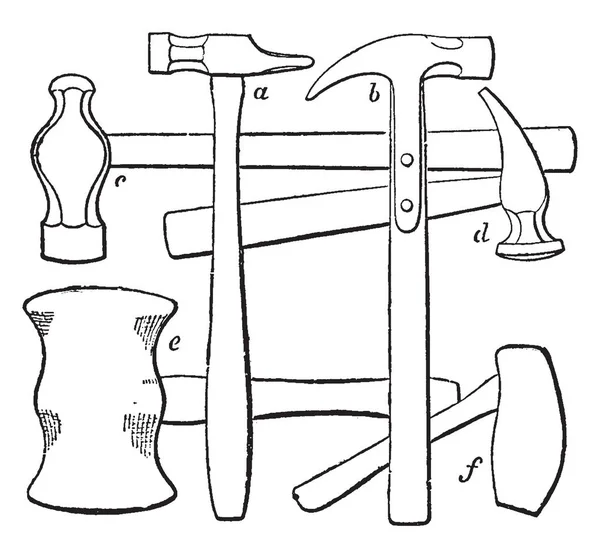 Questa Illustrazione Rappresenta Funzione Martelli Mano Disegno Linee Vintage Illustrazione — Vettoriale Stock