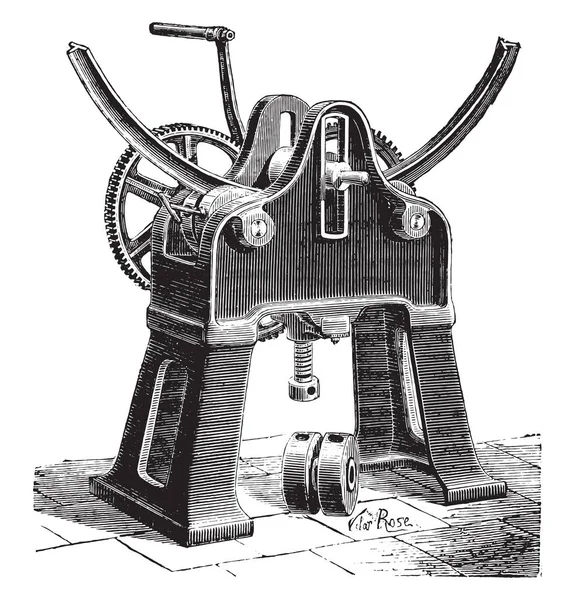 Maschine Zum Biegen Von Stangen Gravierte Illustration Industrieenzyklopädie Lami 1875 — Stockvektor