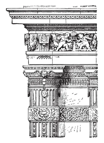 Colonna Francese Illustrazione Incisa Epoca Enciclopedia Industriale Lami 1875 — Vettoriale Stock