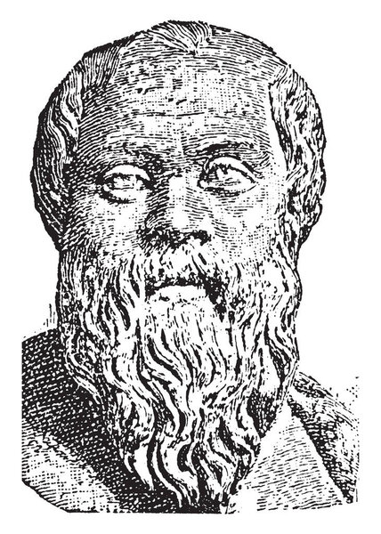 Бюст Сократа, 469-399 гг. до н.э., он был классическим греческим философом, рисовал винтажные линии или гравировал иллюстрации
