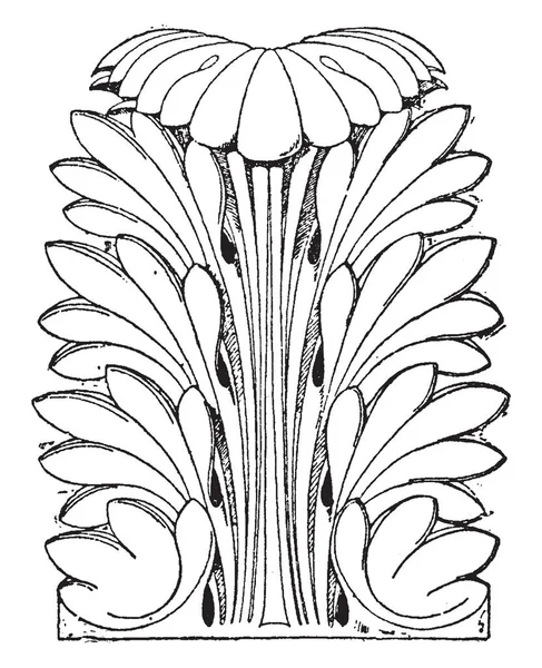 Roman Leaf Visas Som Huvudstad Kolumn Pantheon Vintage Linje Ritning — Stock vektor