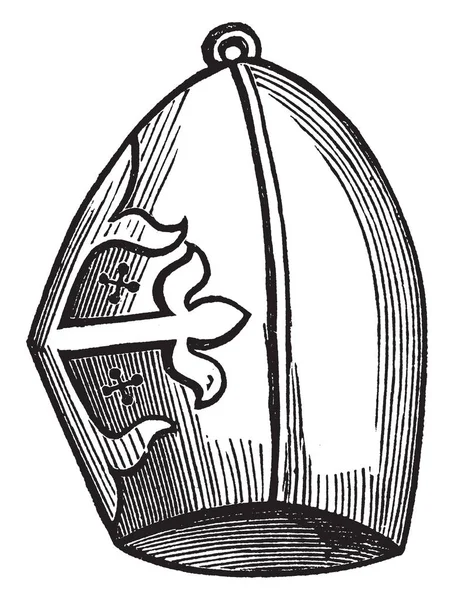 Геральдический Шлем Выполненный Проектирования Передней Винтажной Гравировочной Иллюстрации — стоковый вектор