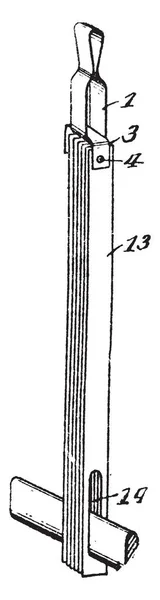 此插图表示电线综丝 用于分隔纬纱的通道 复古线条画或雕刻插图 — 图库矢量图片