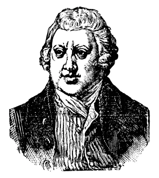 リチャード アークライト 1732 1792 彼は英国の発明家 ビンテージの線描画や彫刻イラストの発明で有名です — ストックベクタ