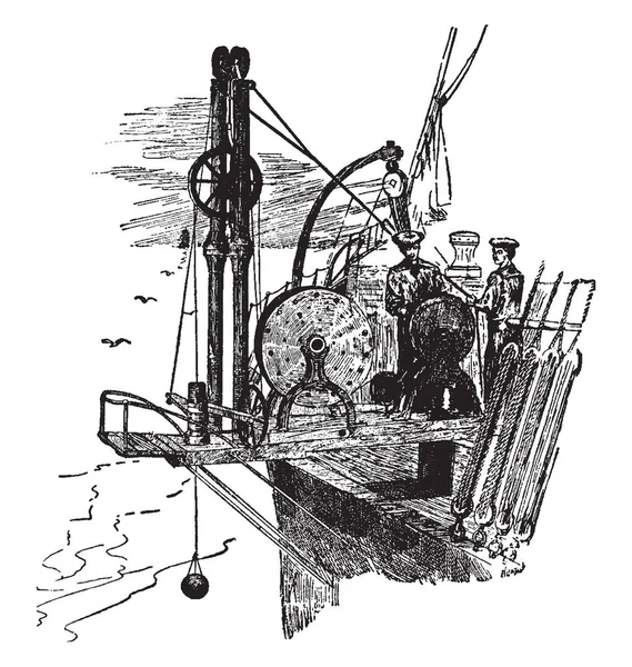 Sounding Machine Uno Strumento Misurare Profondità Dell Acqua Costituito Essenzialmente — Vettoriale Stock