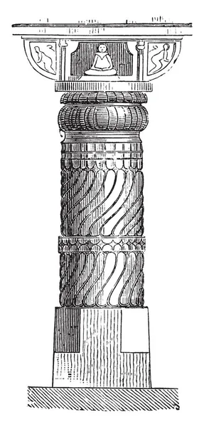 Image Represents Pillar Hindu Temple Vintage Line Drawing Engraving Illustration — Stock Vector