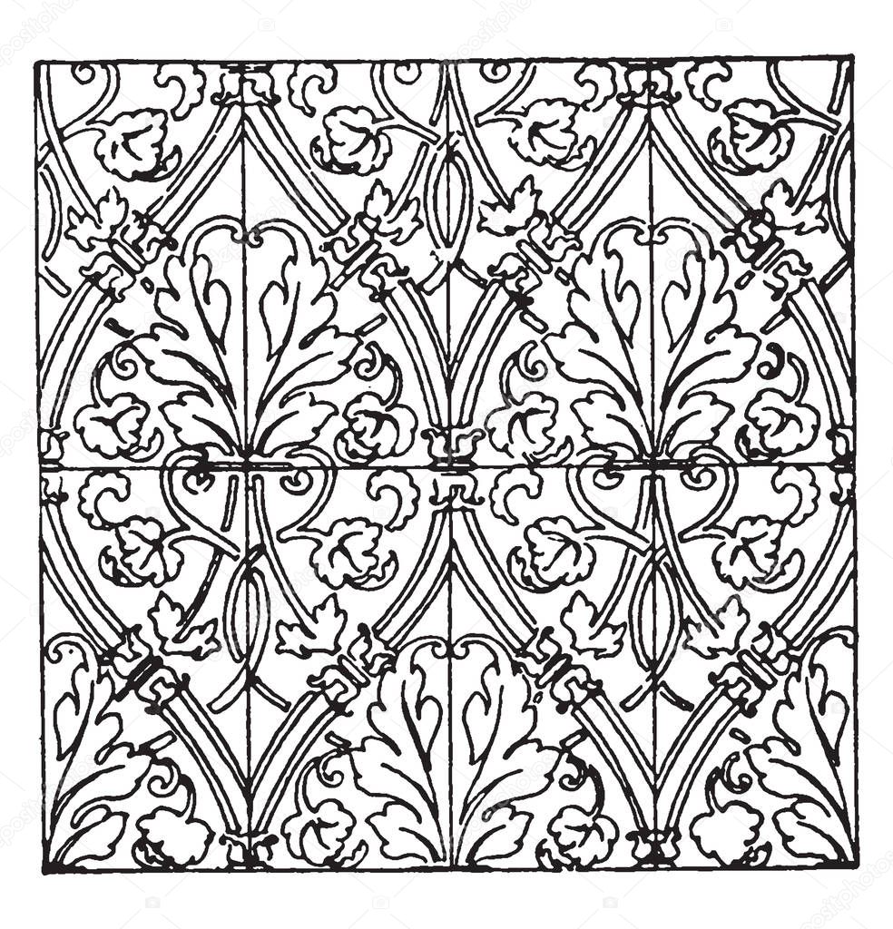 Textile Pattern is a German Renaissance design, simple and complex patterns in printed textile fabrics are perceived and expressed verbally, vintage line drawing or engraving illustration.