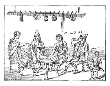 Bir han, vintage illüstrasyon kazınmış.