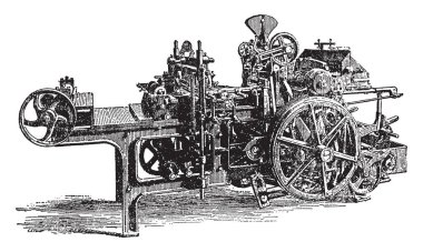 Bu resimde yapma makinesi, vintage çizgi çizme veya illüstrasyon gravür örneği gösterir.