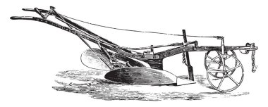 Ransomes pulluk kulak, vintage oyulmuş şekilde döner. Endüstriyel ansiklopedi E.-O. Lami - 1875