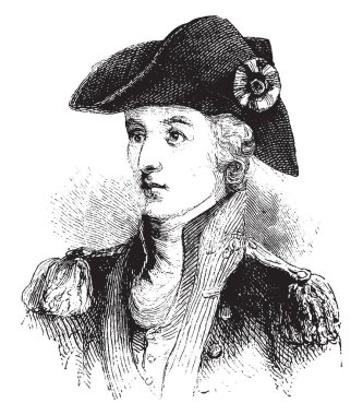 Genel Francis Marion, c. 1732-1795, bir subay, vintage çizgi çizme veya oyma illüstrasyon yapıldı.