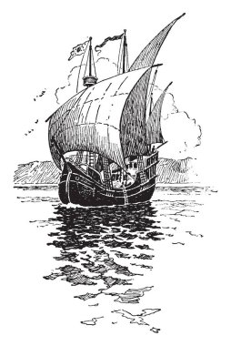 Gemi gemi yelken Florida, vintage çizgi çizme veya oyma illüstrasyon için kullanılan Fransızca.
