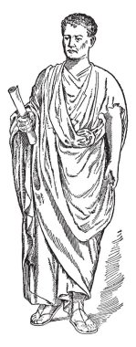 Tiberius, M.ö. 42-37 Ad, M.s. 14 Roma İmparatoru 37 yapılacağı, vintage çizgi çizme veya oyma illüstrasyon biriydi