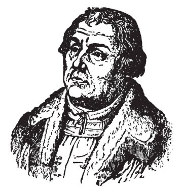 Martin Luther, 1483-1546, Alman teoloji, besteci, rahip, keşiş ve Protestan, vintage çizgi çizme veya oyma illüstrasyon seminal bir şekilde profesörüydü