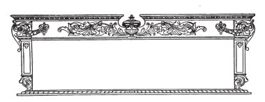 Süslü afiş var retro desen tasarım, vintage çizgi çizme veya oyma illüstrasyon.