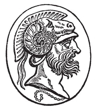 Hannibal, 247bc-183/181 M.ö., o bir Kartaca oldu general ve bir en büyük askeri komutanların tarihi, klasik çizgi çizme veya oyma illüstrasyon