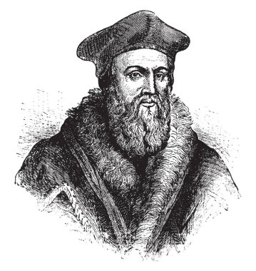 Thomas Cranmer, 1489-1556, o bir İngilizce reformasyon ve Başpiskopos Canterbury, vintage çizgi çizme veya oyma illüstrasyon lideriydi