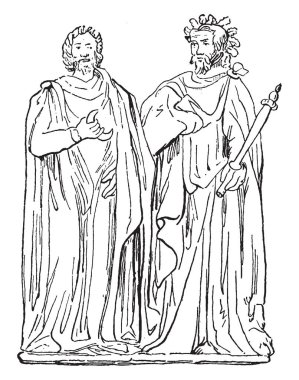 Druid eski Celtic kültürleri, vintage çizgi çizme veya oyma illüstrasyon üst düzey profesyonel sınıfta bir üyesiydi.