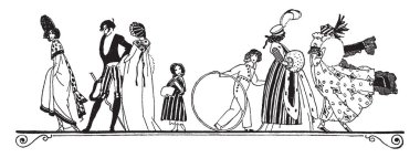 Çocuk ve vintage çizim için dışında yürüyüş ya da illüstrasyon oyma Yetişkin Grup