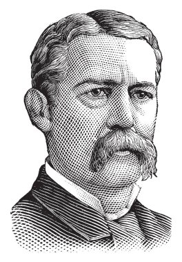 Genel Greely, 1844-1935, o Amerikan Polar kaşif, Amerika Birleşik Devletleri Ordusu subayı ve bir alıcı onur madalyası, vintage çizgi çizme veya oyma illüstrasyon yapıldı.